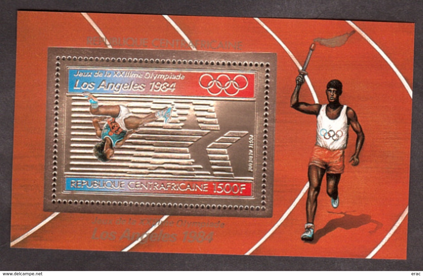 Bloc Or Et Multicolore - Neuf ** - Athlétisme - JO De Los Angeles - 1984 - Centrafricaine - Sommer 1984: Los Angeles