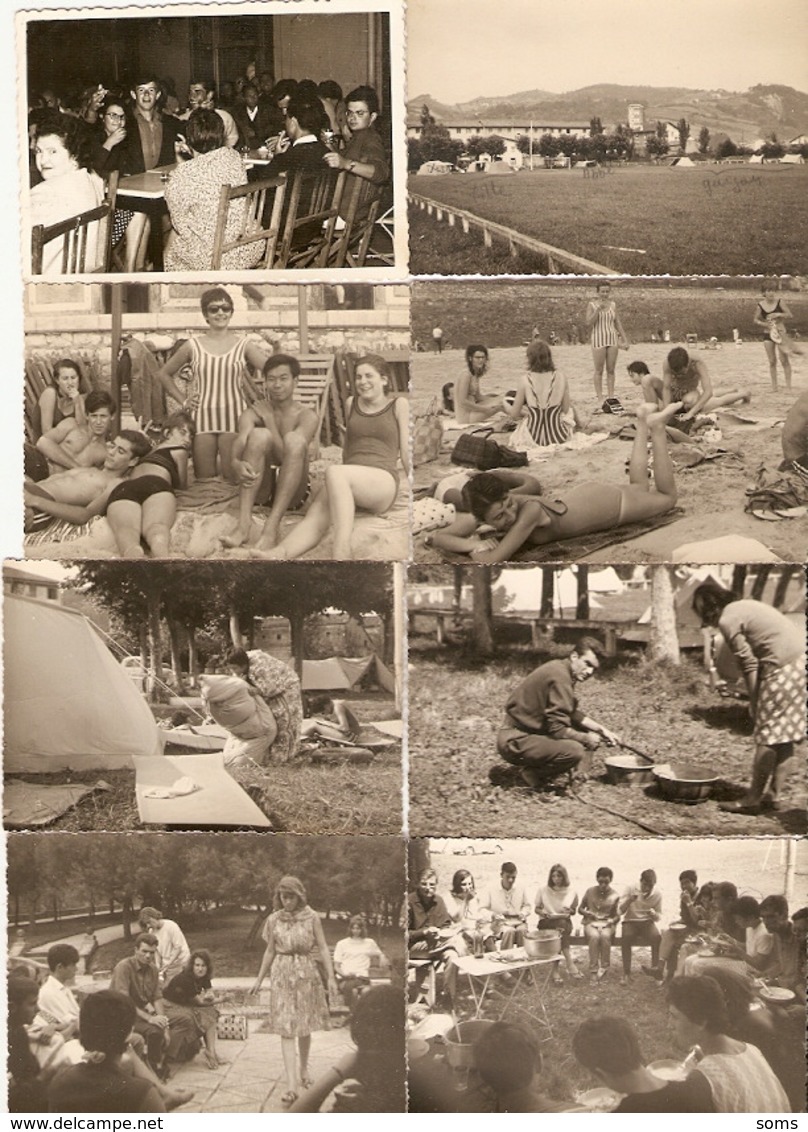 Lot De 20 Photographies Du Guipuzkoa, Zarauz / Zarautz, Camp De Vacances 1964, Camping, Foto Martin - Lugares