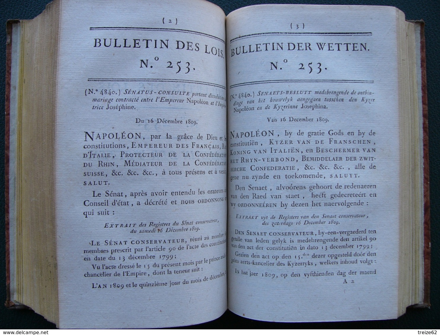 Sénatus Consulte Divorce De Napoléon Bulletin De Lois De L'Empire Français 1809 - Documents Historiques
