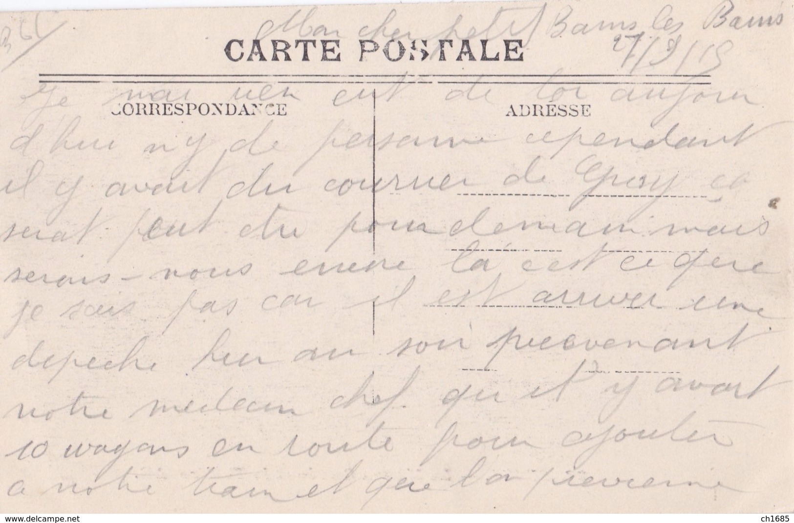 Cachet Train Sanitaire No 3 Bis Semi Permanent Sur Carte Postale De 1915 - Guerre De 1914-18