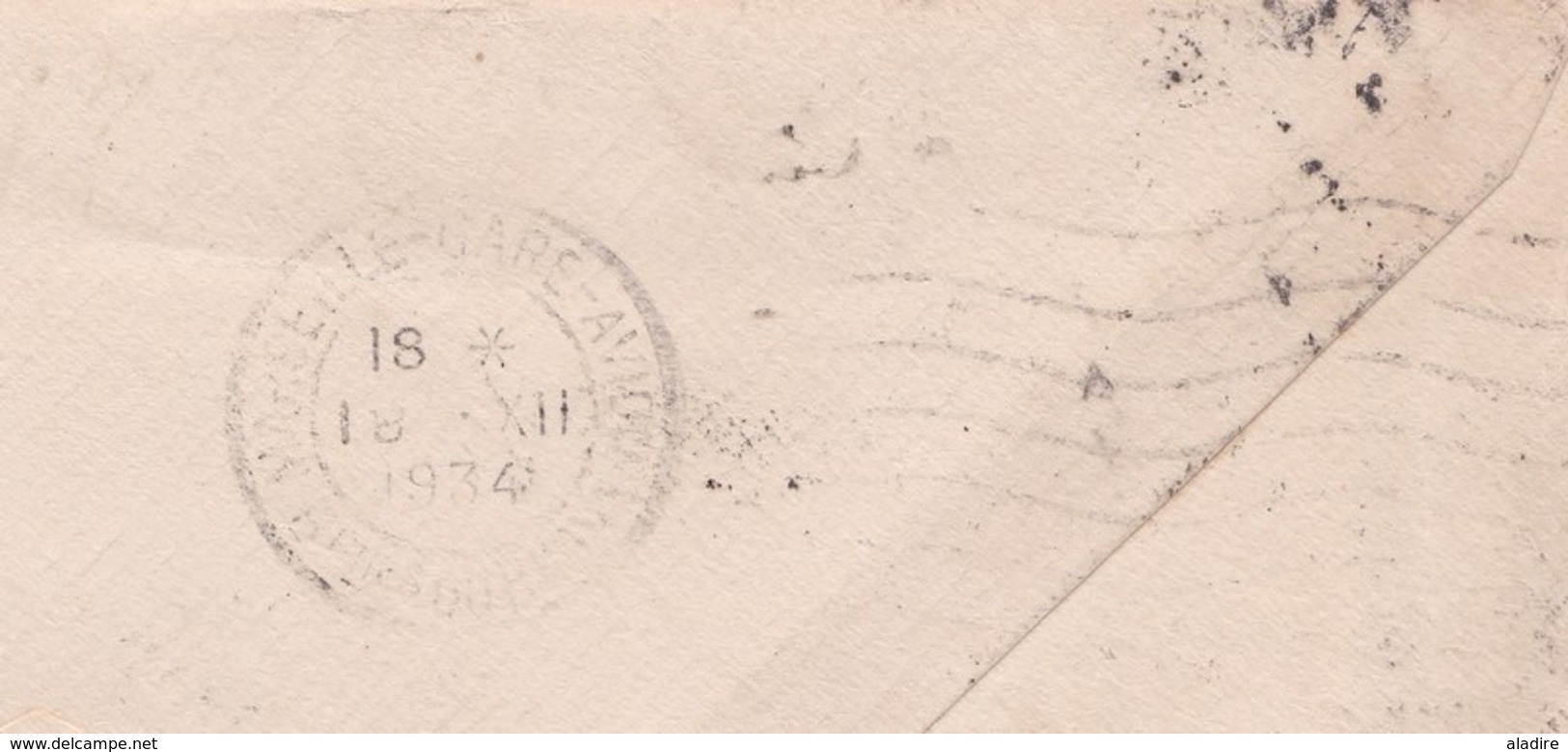 1934 - Enveloppe De Tunis, Colis Postaux Port Vers Brockton, Mass, USA Via Marseille - Affranchissement 2f50 - Covers & Documents