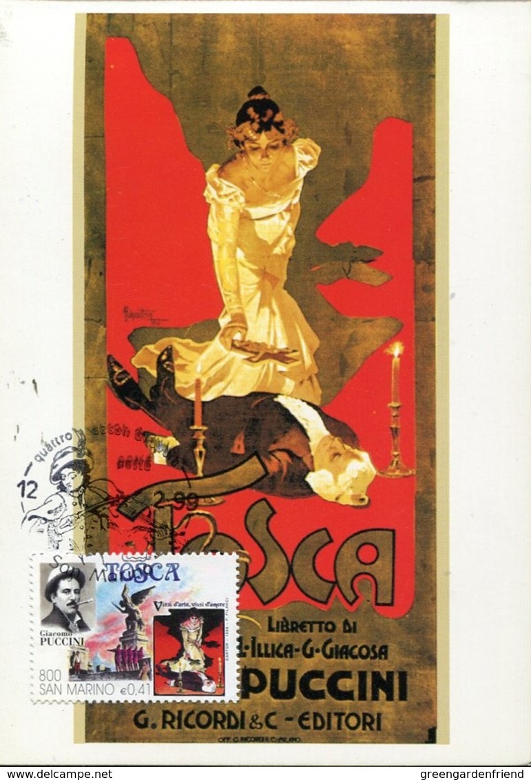 48993 San Marino, Maximum 1999  Giacomo Puccini,  Tosca Opera Festival, - Música