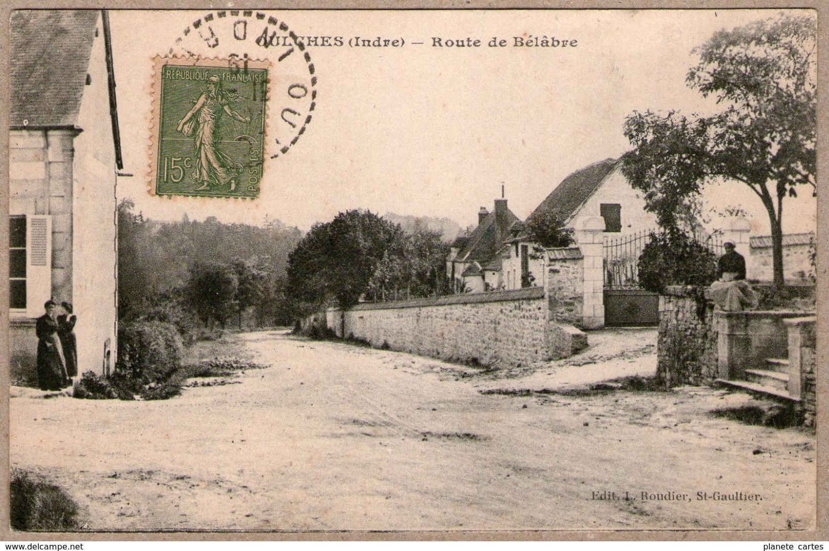 36 / OULCHES (Indre) - Route De Bélâbre (animée - Tampons 1919-1920) - Autres & Non Classés