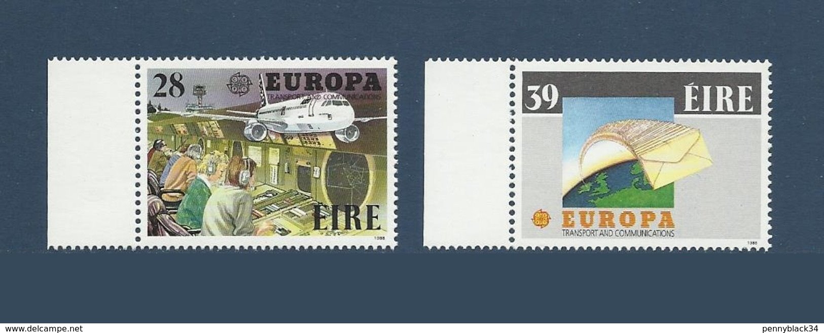 Irlande Ireland 1988 Yvert 653/654 ** Europa 1988  Transport Et Communications Airbus A320  Mappemonde - 1988