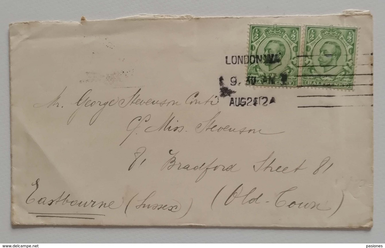 Busta Di Lettera Da Londra Per Eastbourne - 09/08/1912 - Storia Postale