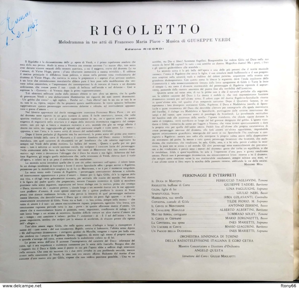 AF BOX COFANETTO Contenente 3 LP 33 Giri "RIGOLETTO" Di Giuseppe Verdi - Opere