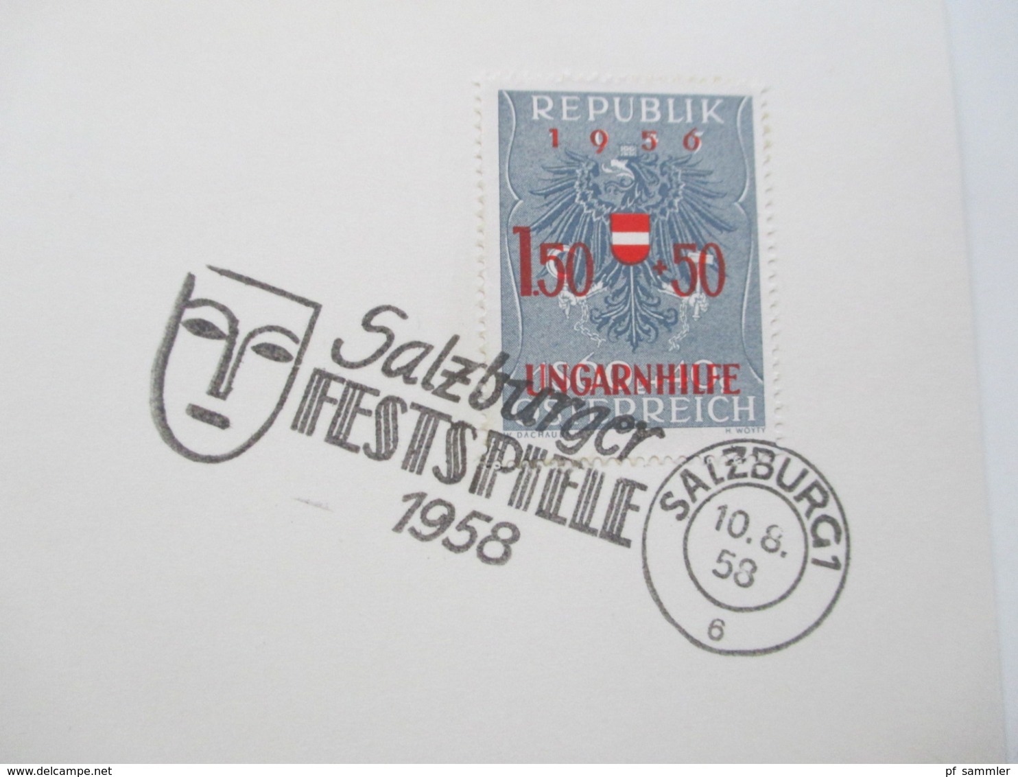 Österreich 2 Klappkarten Mit Verschiedenen Sondermarken Ab 1948 Und Stempel Salzburger Festspiele 1958 / SST Mit Maske - Cartas & Documentos