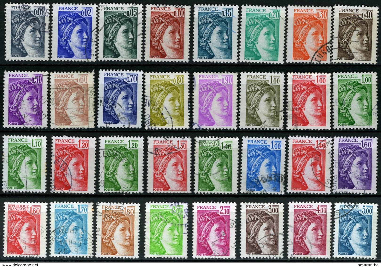 32 Timbres Type Sabine De Gandon Oblitérés - 1977-1981 Sabine De Gandon