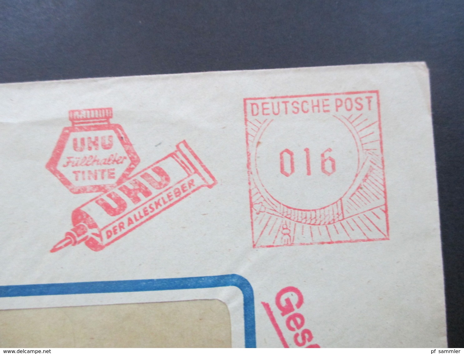 Alliierte Besetzung 1947 Firmenumschlag Freistempel UHU Füllhalter Tinte / Alleskleber UHU Werk H.u.M Fischer Bühl Baden - Sonstige & Ohne Zuordnung