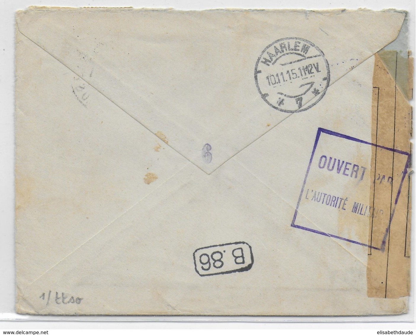 1915 - ENVELOPPE De AVIGNON (VAUCLUSE) Avec CENSURE De DIEPPE (SEINE INF) => HARLEM (HOLLANDE) - SEMEUSES - 1906-38 Semeuse Camée