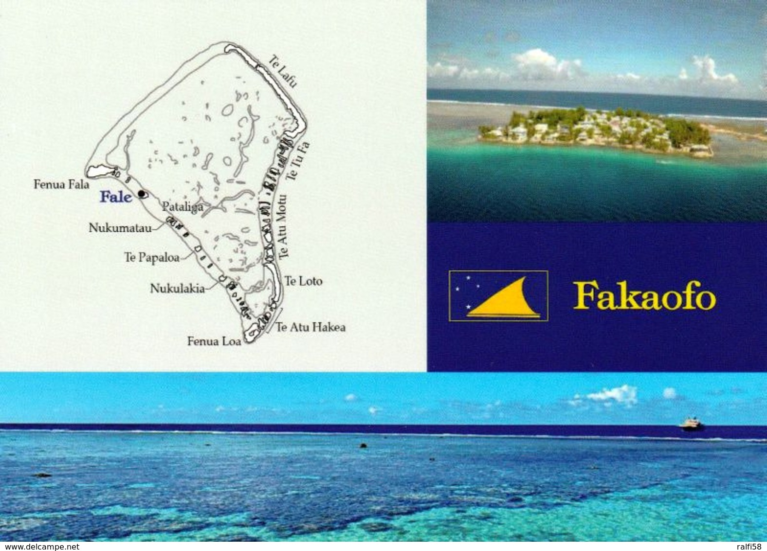 1 AK Tokelau Islands / Das Atoll Fakaofo * Map - Landkarte Des Atolls Fakaofo Und Eine Ansicht Der Insel Fakaofo * - Nouvelle-Zélande