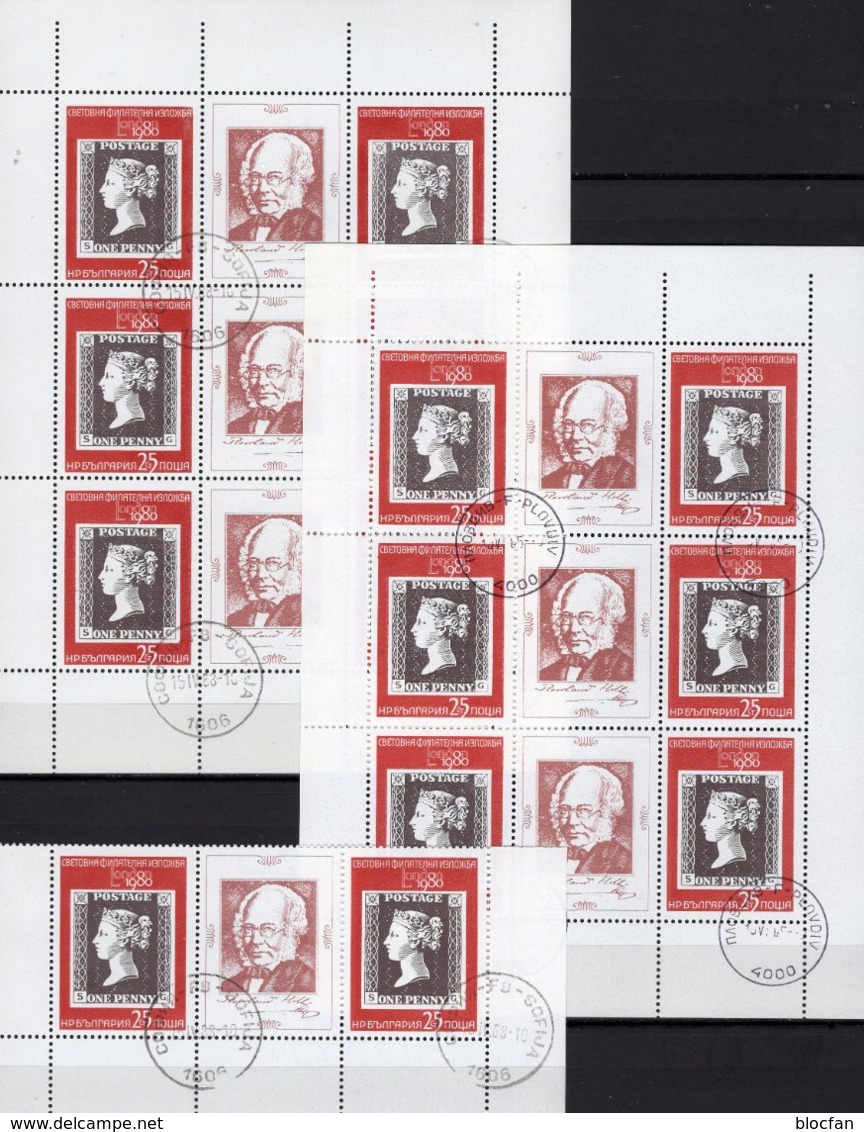 LONDON 1980 Bulgarien 2886ZD,9-KB C+E O 24€ Sir Hill Hb Stamps On Stamp UK1 Ss M/s Philatelic Sheetlets Bf Bulgaria - Rowland Hill