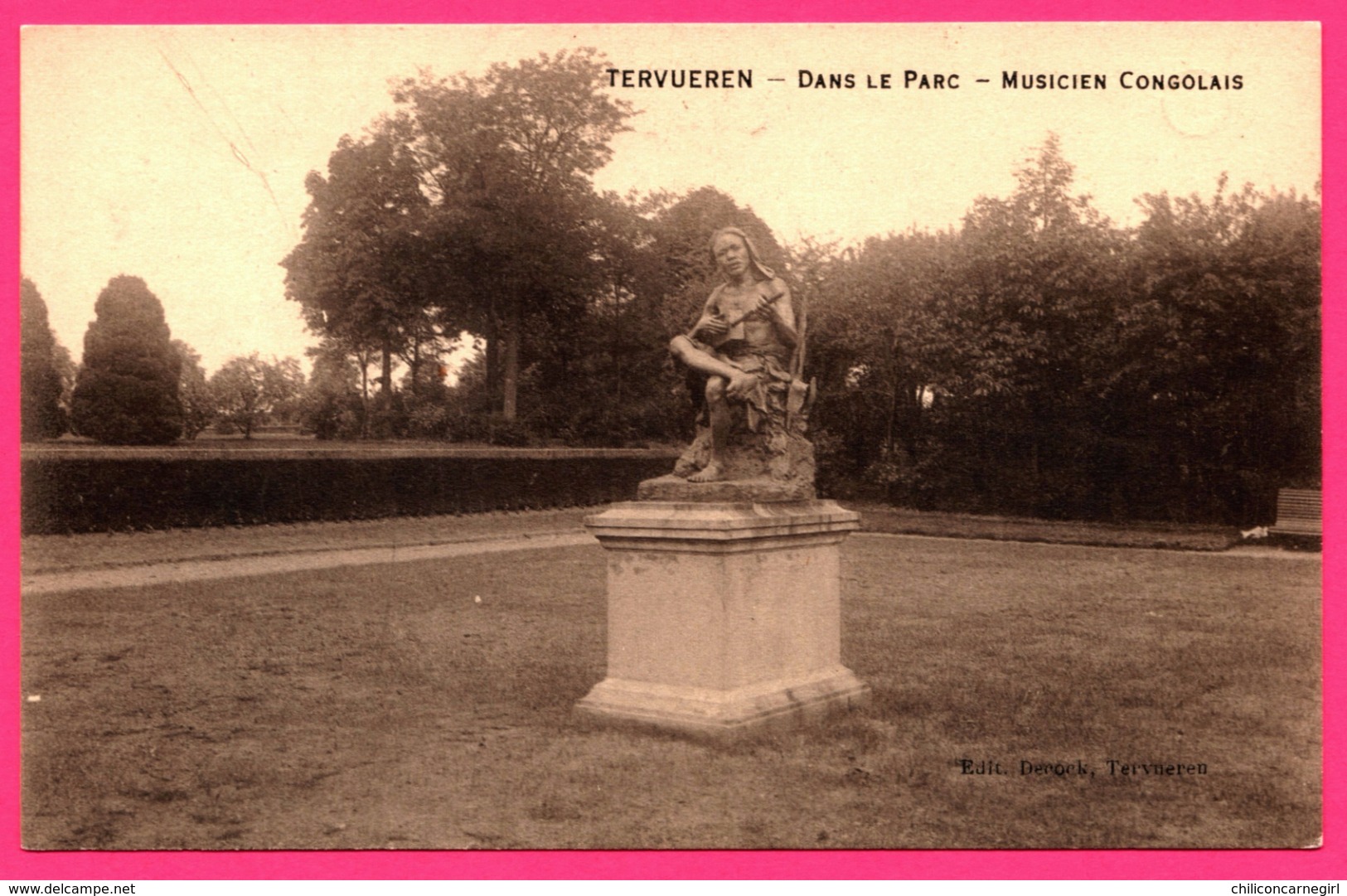 Tervueren - Dans Le Parc - Musicien Congolais - Statue - Edit. DEROCK - Tervuren