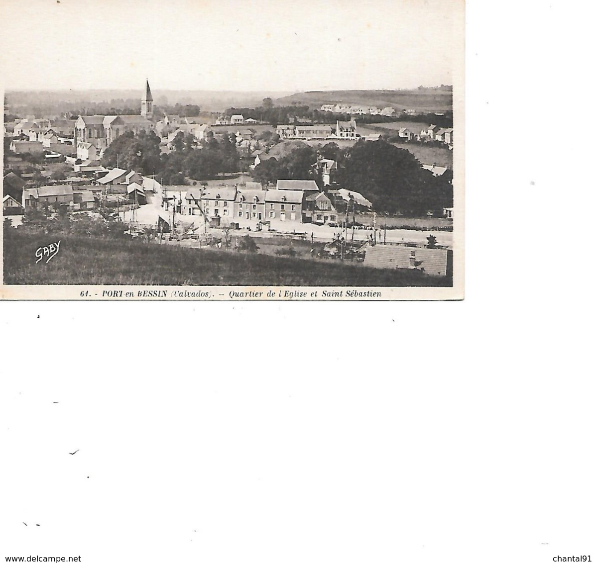 CARTE POSTALE 14 PORT EN BESSIN QUARTIER DE L'EGLISE ET ST SEBASTIEN - Port-en-Bessin-Huppain