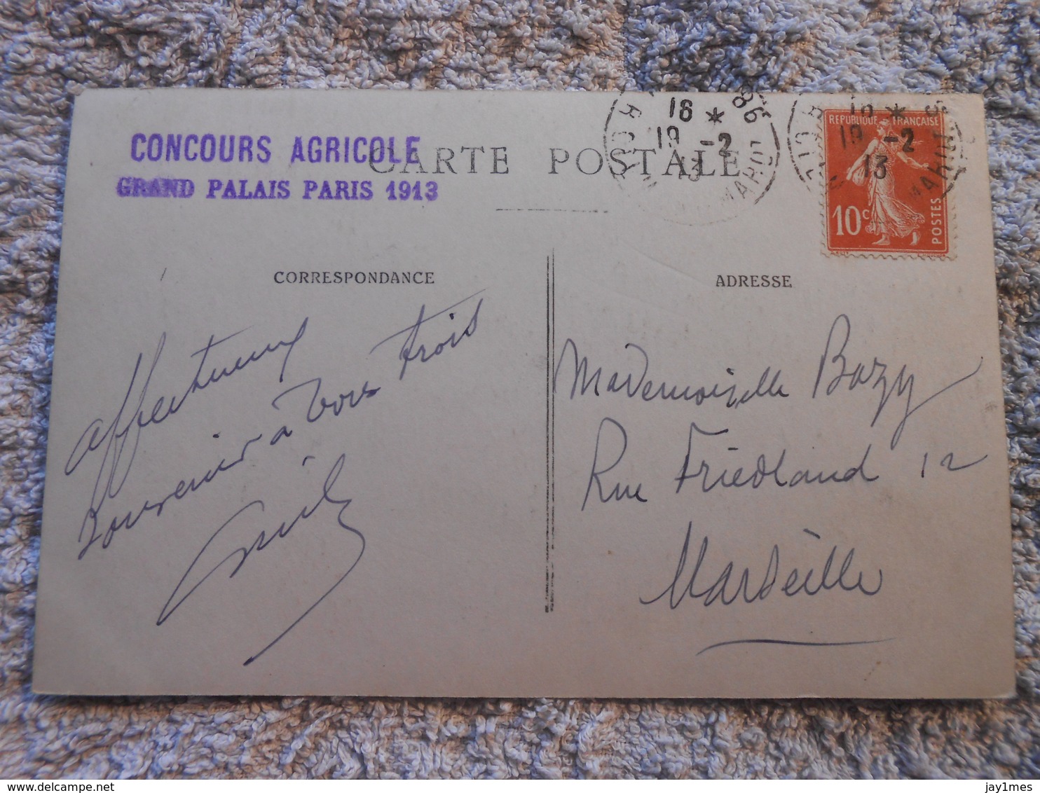 Cpa   Photo Taureau Cachet Concours Agricole Grand Palais Paris 1913 - Taureaux