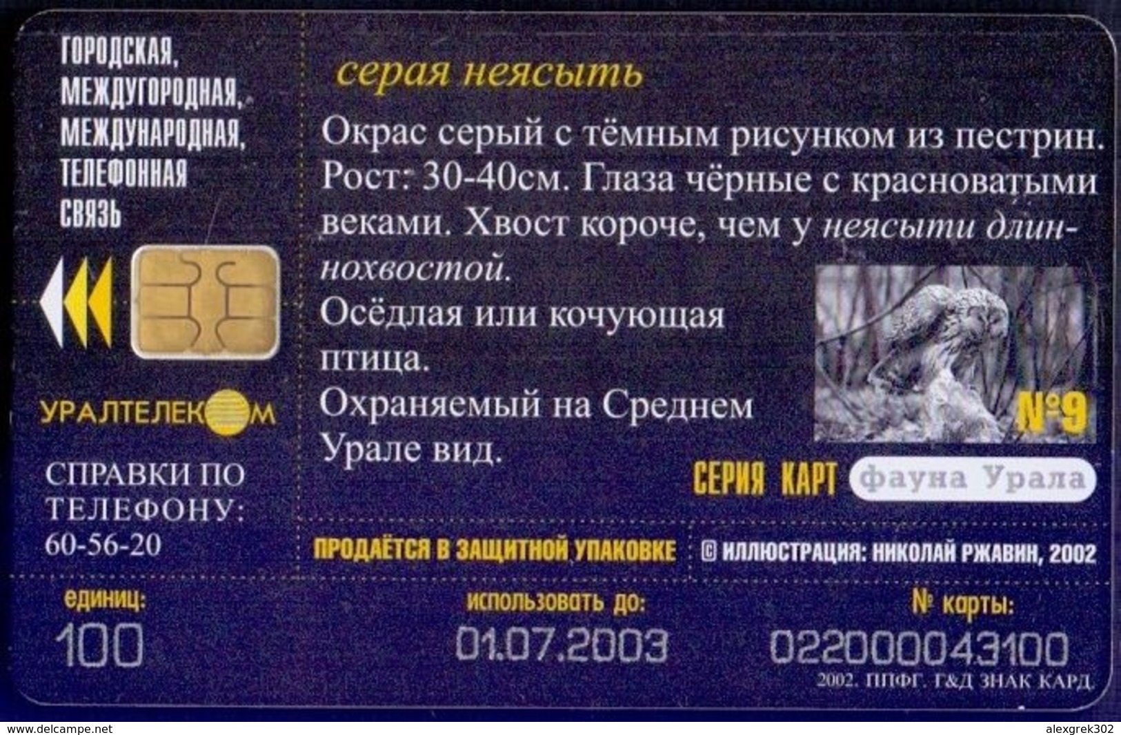 Used Phone Cards Russia Ekaterinburg -  UralTelecom. Gray Tawny 100 ED. - Russland