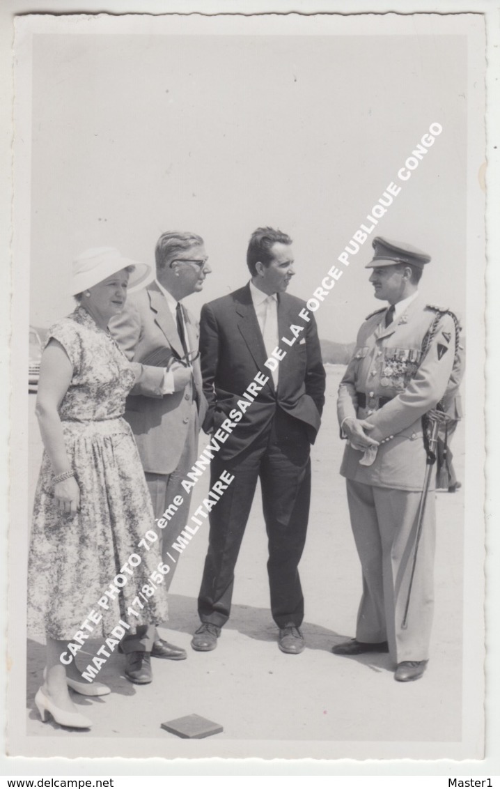 CARTE PHOTO 70 ème ANNIVERSAIRE DE LA FORCE PUBLIQUE CONGO / MATADI 17/8/56 / MILITAIRE / PHOTO-CONGO MATADI - Congo Belge