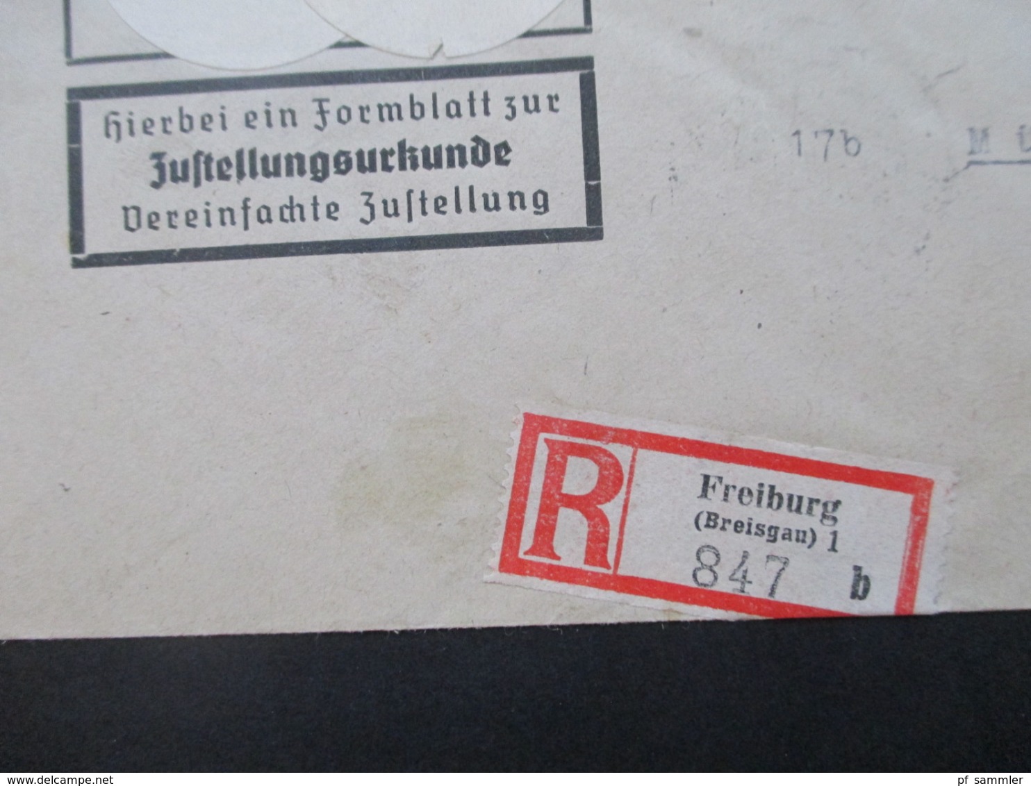 Alliierte Besetzung 1947 Franz. Zone Baden Nr. 12 EF Auf Zustellungsurkunde Einschreiben Freiburg Breisgau 1 - Bade