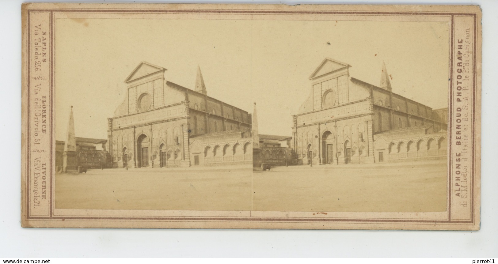 ITALIE - FIRENZE - Carte STEREO - Chiesa Santa Maria Novella - Photo ALPHONSE BERNOUD - Firenze (Florence)