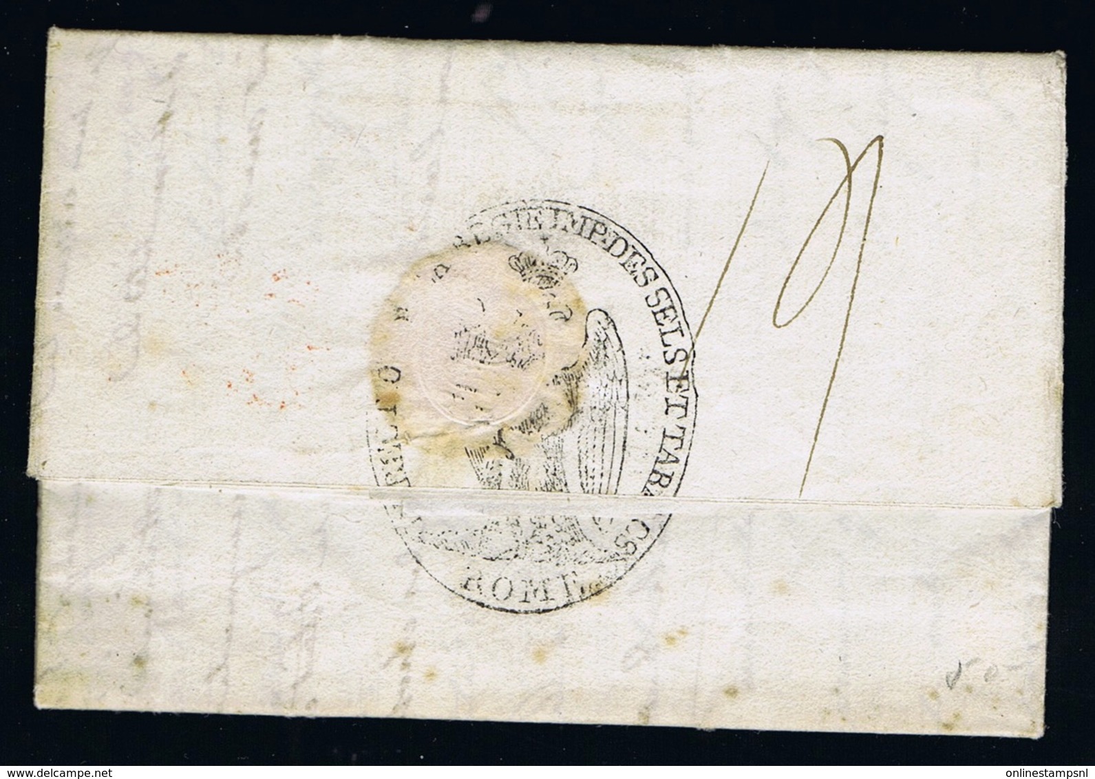 Italy Papel States: 1813 Napoleon Period Letter Regie Sels Et Tabac Cancel On Back  P116P ROME PPPP To Anvers Belgium - ...-1850 Voorfilatelie