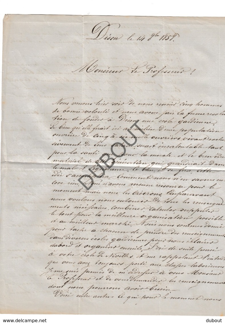 DISON/Andrimont/Verviers/Luik Lettre 1858 Ecrit Par Instituteur En Chef à Dison- 3 Pagina's (R466) - Oud