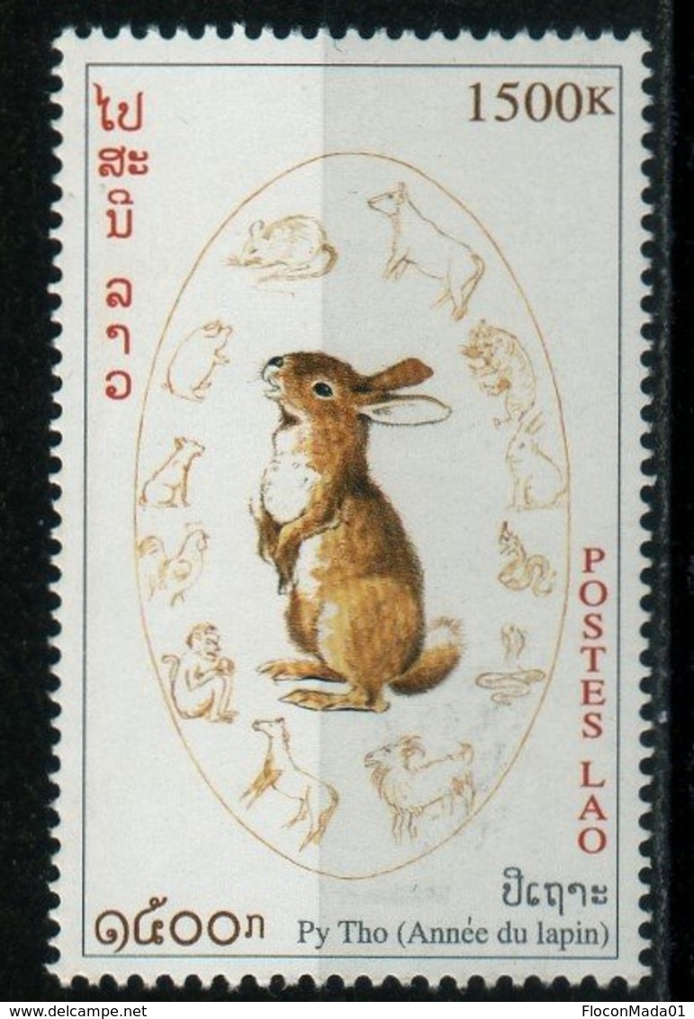 Laos 1999 Année Du Lapin Py Tho Calendrier Chinois / Chinese Calendar / Rabbit Year 1500 Kip N° 1345 MNH - Laos