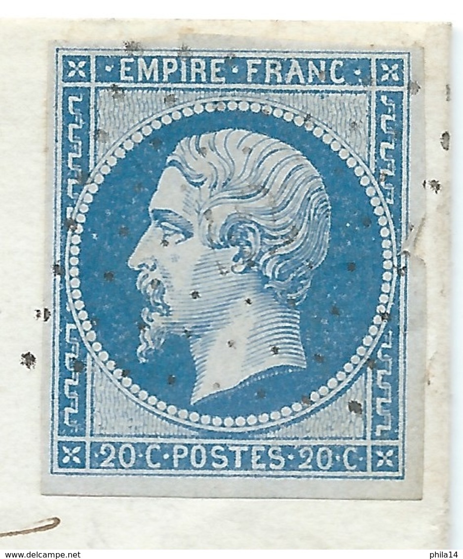 N° 14 BLEU NAPOLEON SUR LETTRE / ALBERT SOMME POUR VERSAILLES / 9 MARS 1861 - 1849-1876: Classic Period