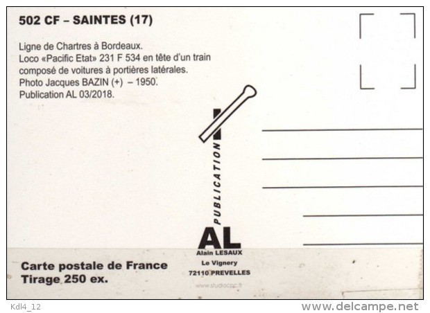 AL 502 - Train - Loco 231 F 534 En Gare - SAINTES - Charente Maritime - SNCF - Saintes