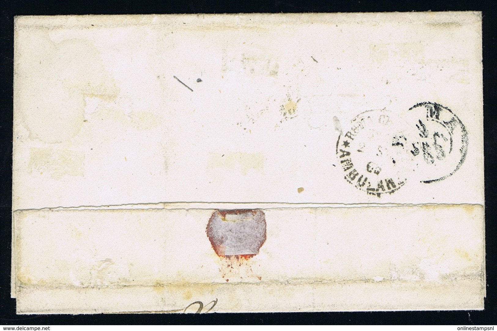 Italy Papel States: 1852 Sa 3 To Roma  Backside Cancel Ambulante - Etats Pontificaux