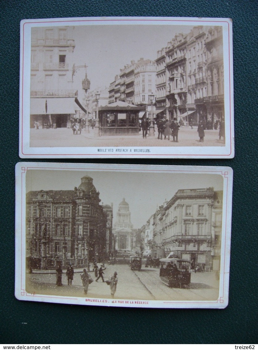 Lot 2 Photos BRUXELLES Brussels Rue De La Régence Et Boulevard Anspach 1886 - Orte