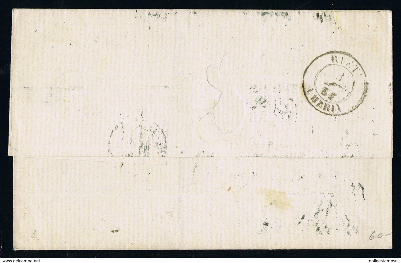 Italy Papel States: Cover 1864 Sa 3  Roma  -> Rieti - Etats Pontificaux