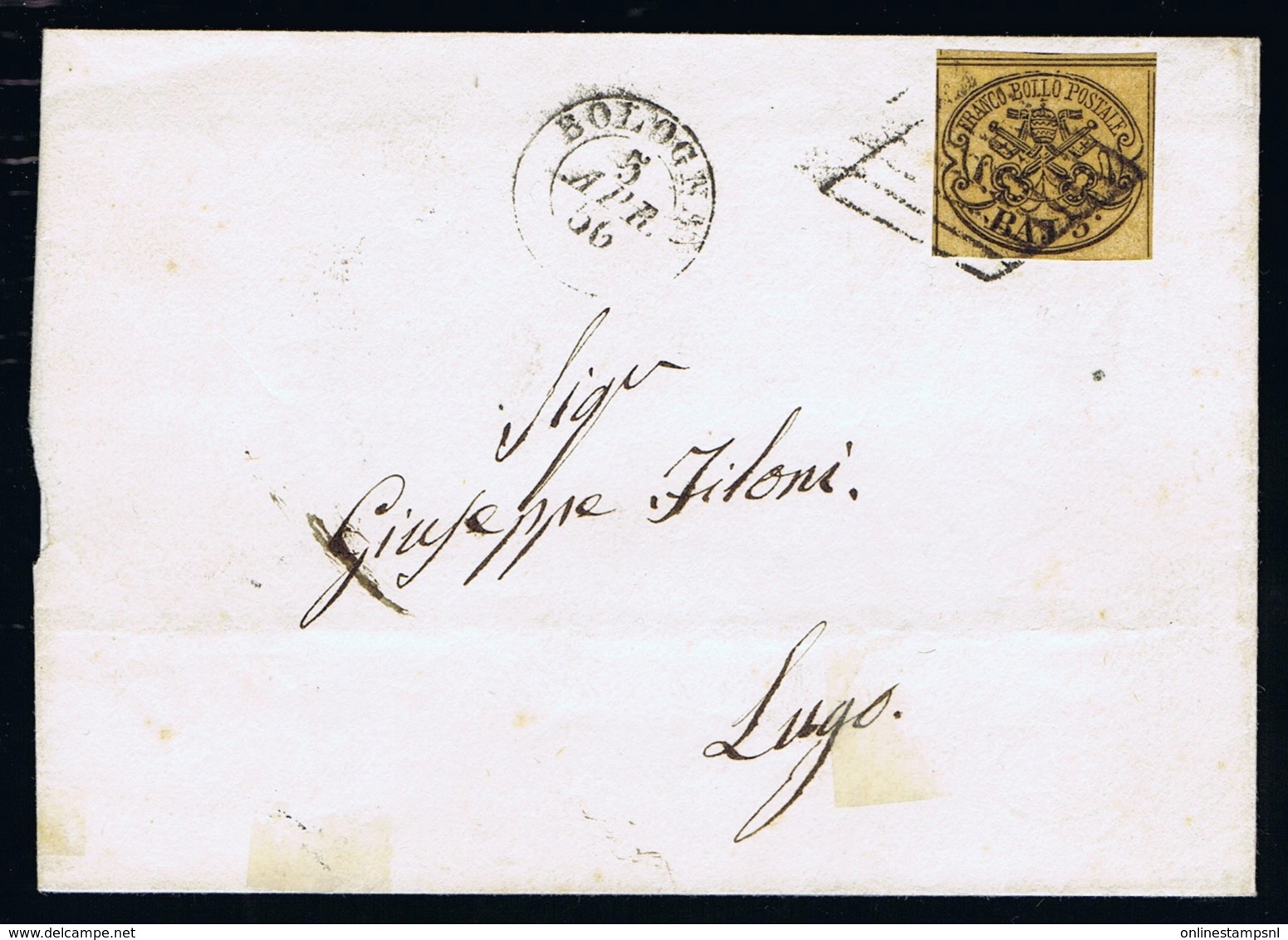 Italy Papel States: Complete Letter 1866 Sa 4  Bologna -> Lugo - Papal States