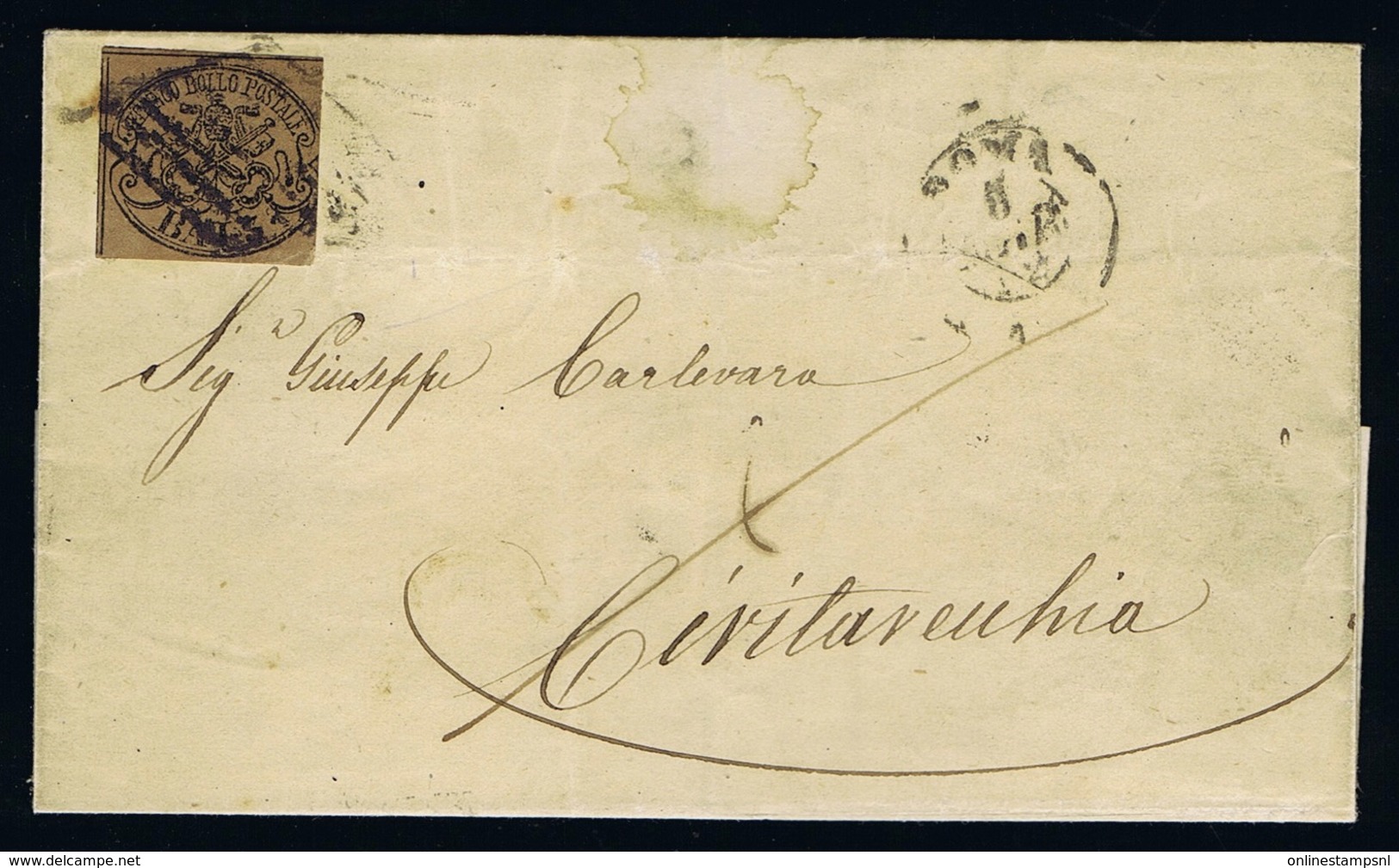 Italy Papel States: Cover 1852 Sa 4 A Roma - Etats Pontificaux