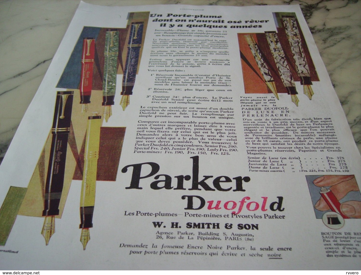 ANCIENNE PUBLICITE UN PORTE PLUME  UN PARKER  1929 - Andere & Zonder Classificatie