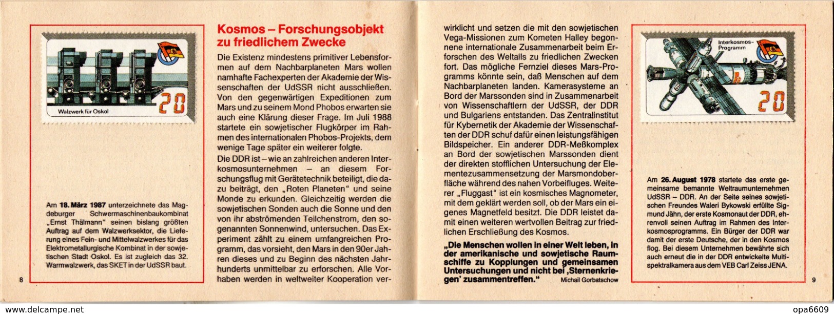 (Kart-ZD) DDR Sammelheft für die DSF-Sondermarkenserie 1989 "40 Jahre DDR Im Bruderbund auf..." kompl. mit 21 Marken