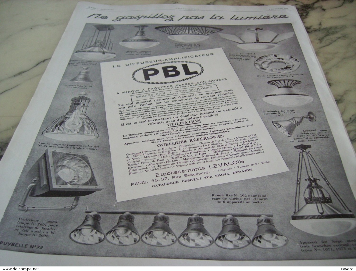 ANCIENNE PUBLICITE GASPILLEZ PAS LA LUMIERE PBL LEVALOIS 1929 - Autres & Non Classés