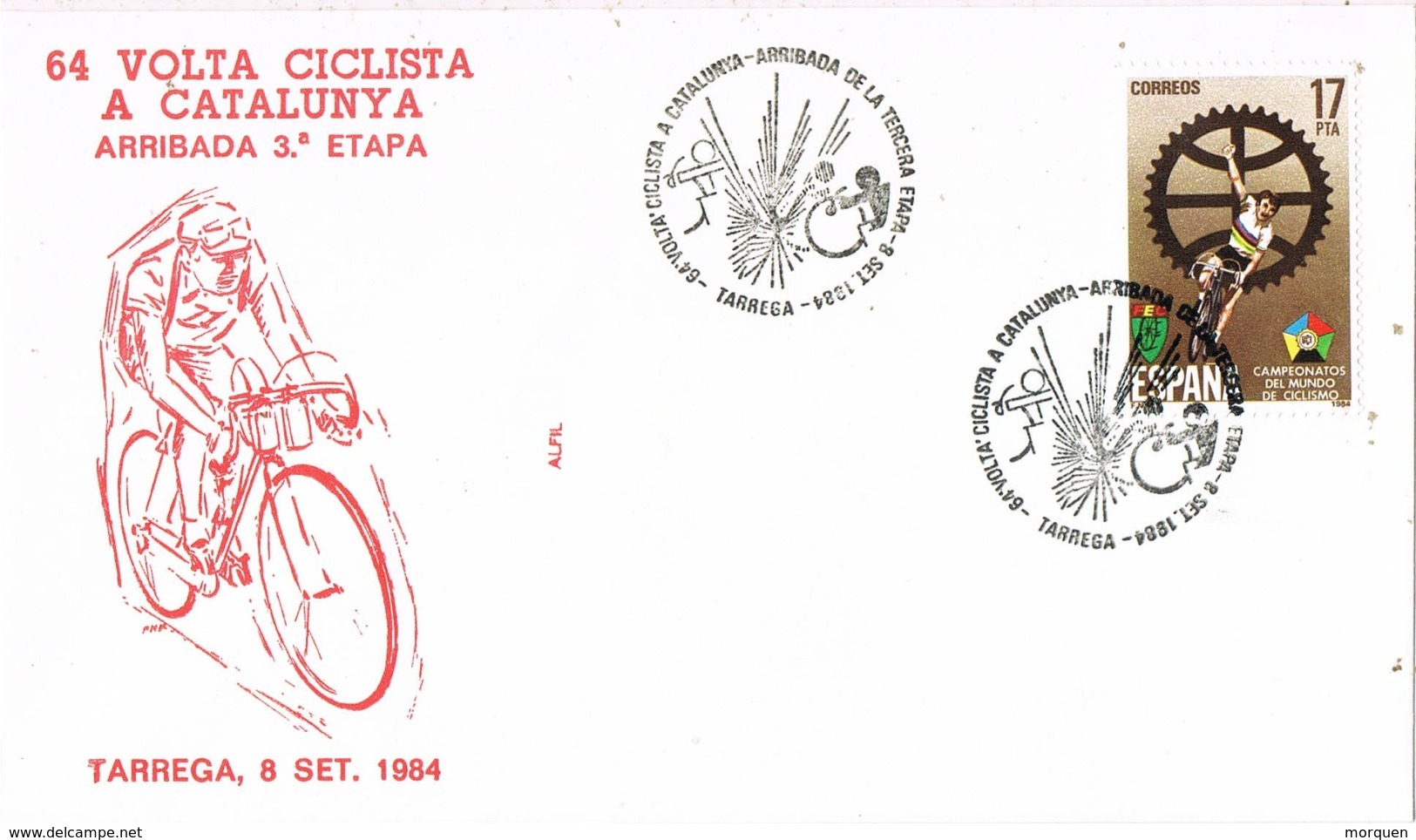 34592. Carta TARREGA (Lerida) 1984. 64 Volta Ciclista Catalunya. Ciclismo, Tercera Etapa - Cartas & Documentos