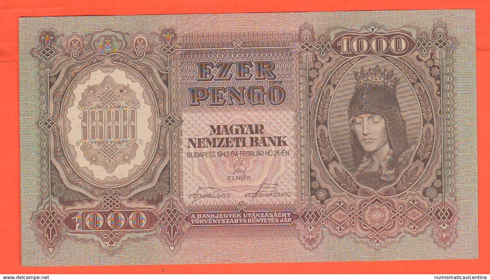 Ungheria  1000 PENGO 1943 Hungary Szalasi Government Ezer  Magyar Banknotes War Currency - Hungary