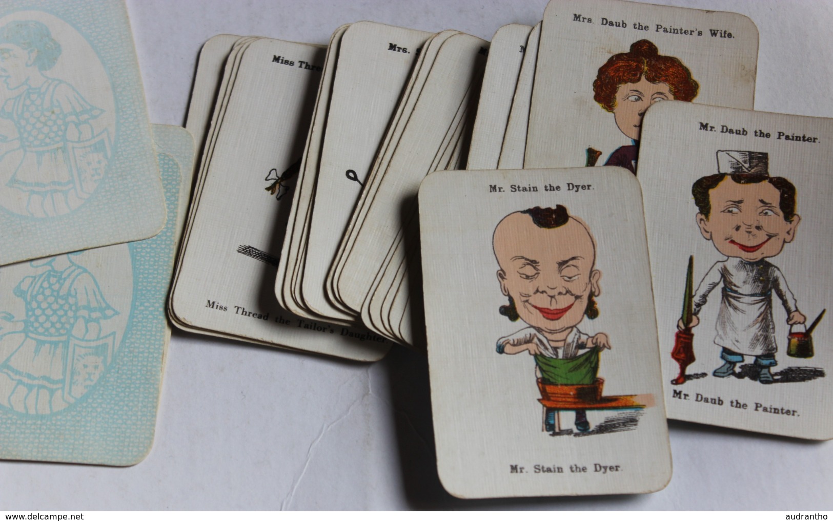 Années 40 Ancien Et Beau Jeu Des 7 Familles J. W. Spear And Sons Happy Families Les Métiers Caricature Card Game - Toy Memorabilia