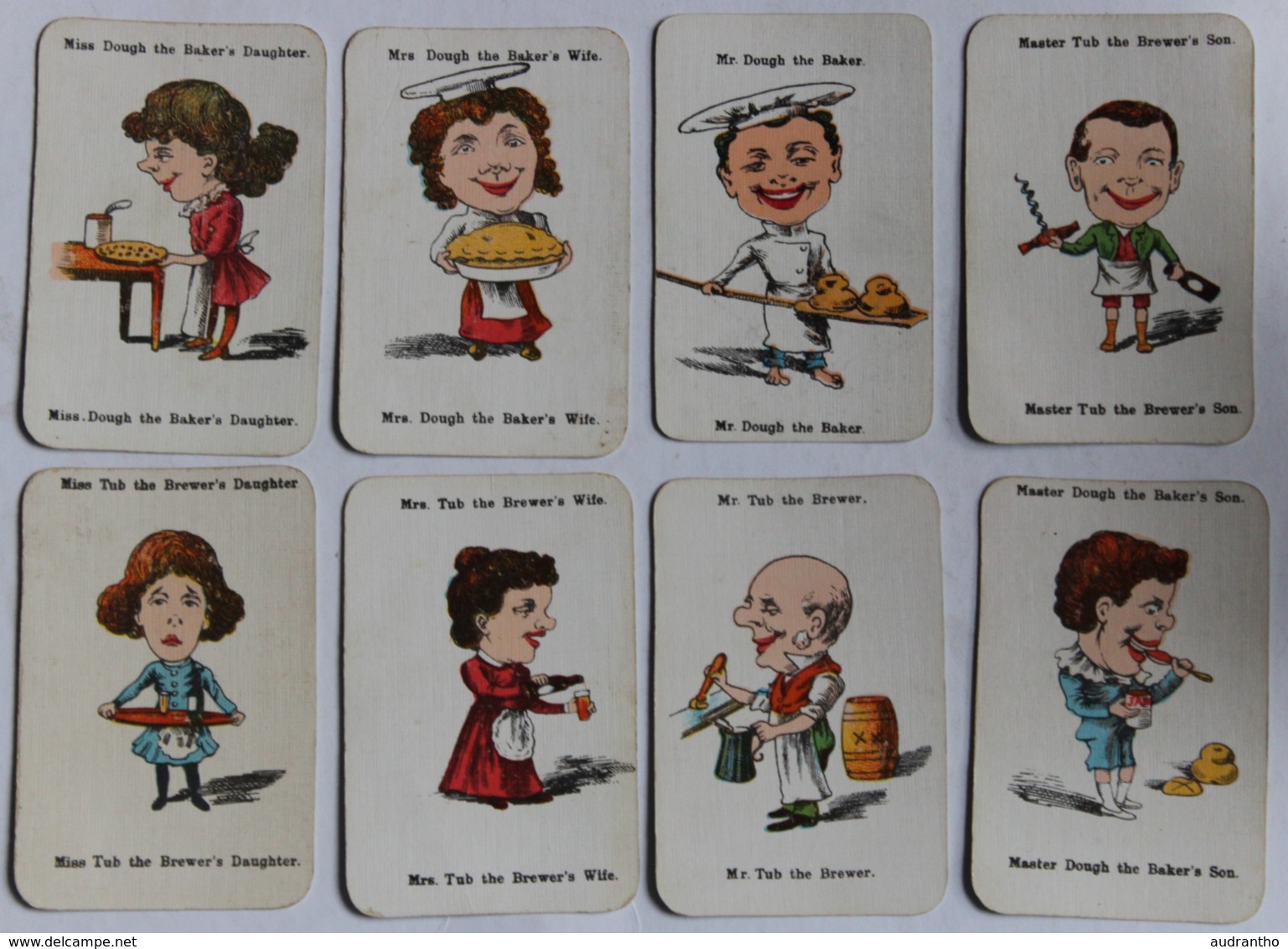 Années 40 Ancien Et Beau Jeu Des 7 Familles J. W. Spear And Sons Happy Families Les Métiers Caricature Card Game - Oud Speelgoed