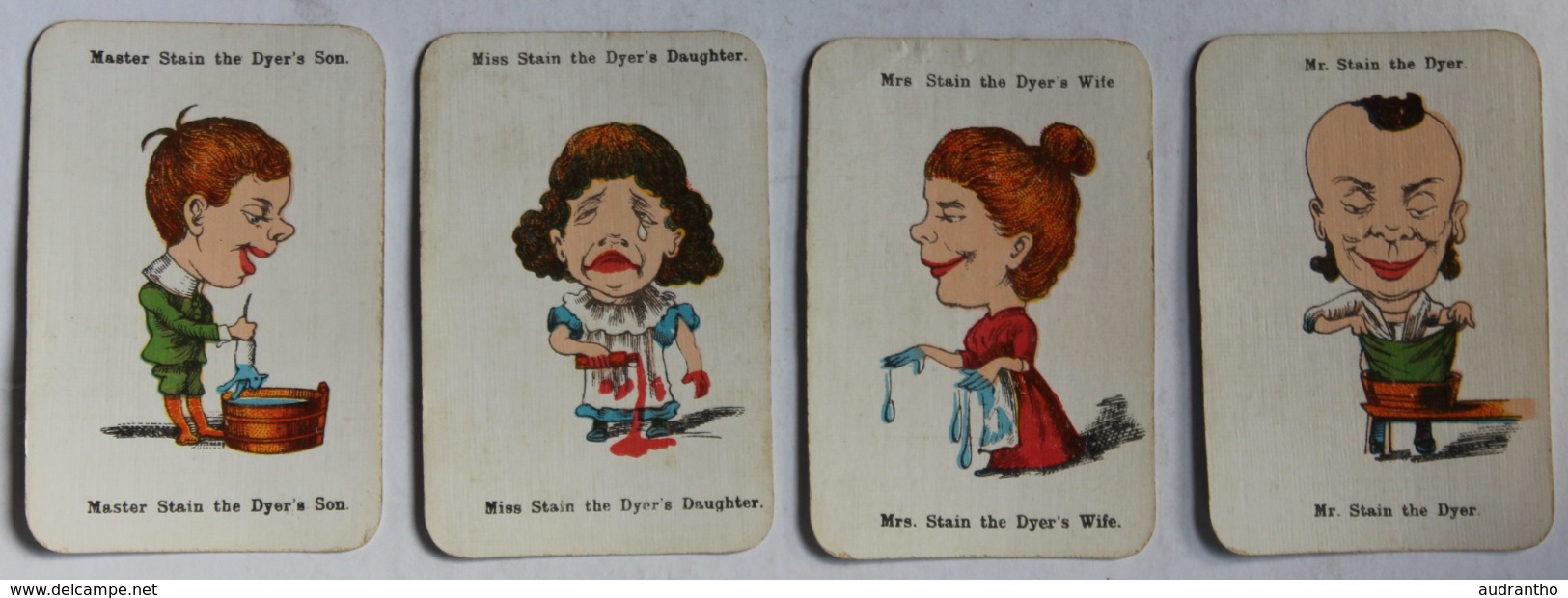 années 40 ancien et beau jeu des 7 familles J. W. Spear and Sons Happy families les métiers caricature card game