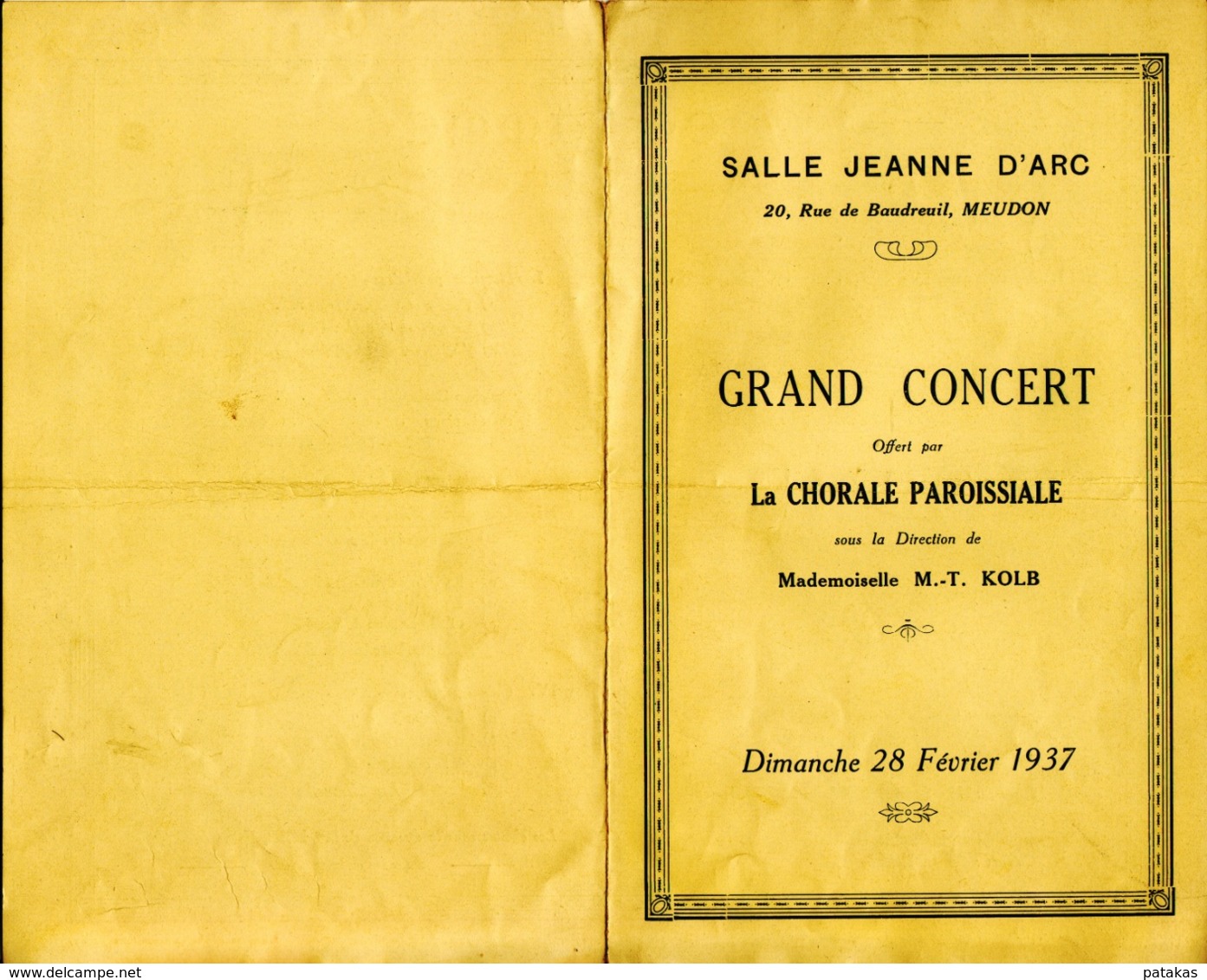 Programme Grand Concert  - Meudon - Dimanche 28 Février 1937 - Programs