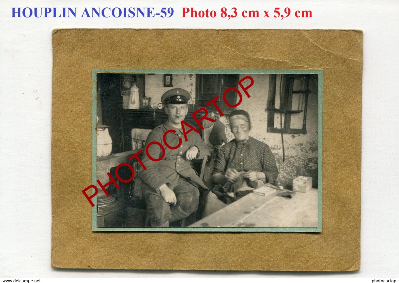 HOUPLIN ANCOISNE-Petite PHOTO Allemande Sur Carton-Guerre 14-18-1WK-Frankreich-France-59- - Autres & Non Classés