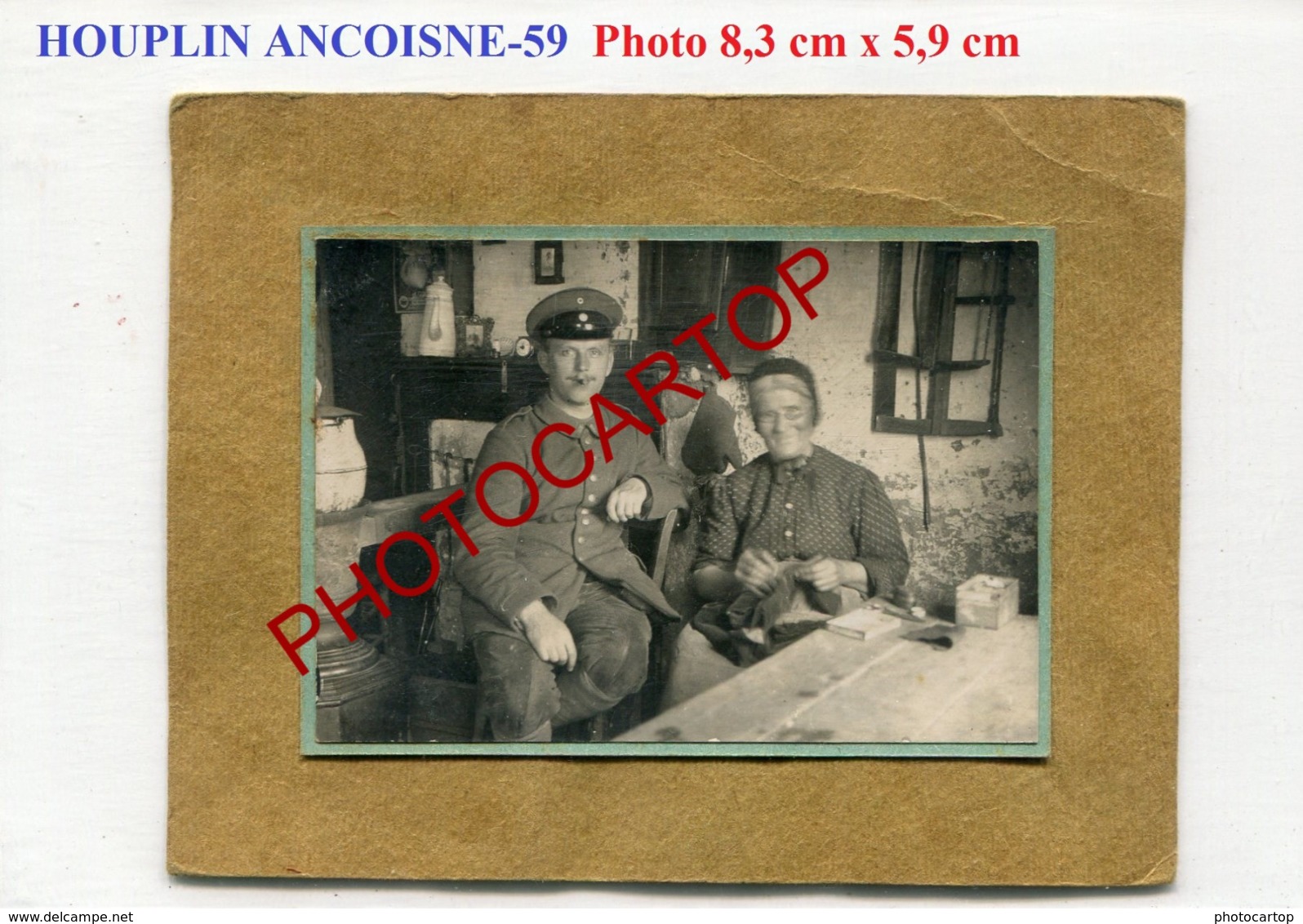 HOUPLIN ANCOISNE-Petite PHOTO Allemande Sur Carton-Guerre 14-18-1WK-Frankreich-France-59- - Sonstige & Ohne Zuordnung