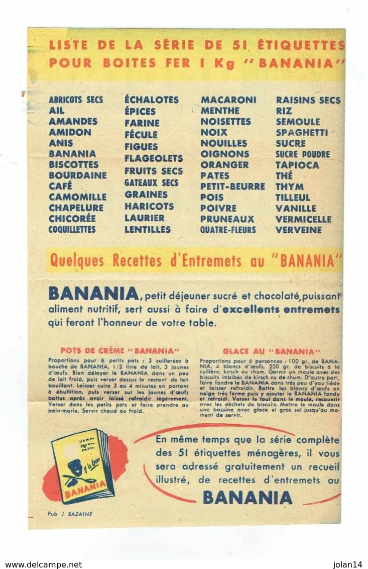 Publicité Bazaine Garnitures Ménagères Banania - Pubblicitari