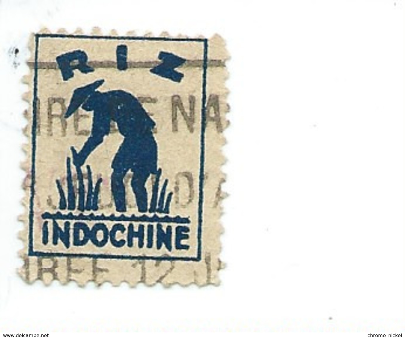 Chromo Vignette INDOCHINE Riz 25 X 20 Mm Oblitérée? Colonies Françaises  2 Scans - Other & Unclassified