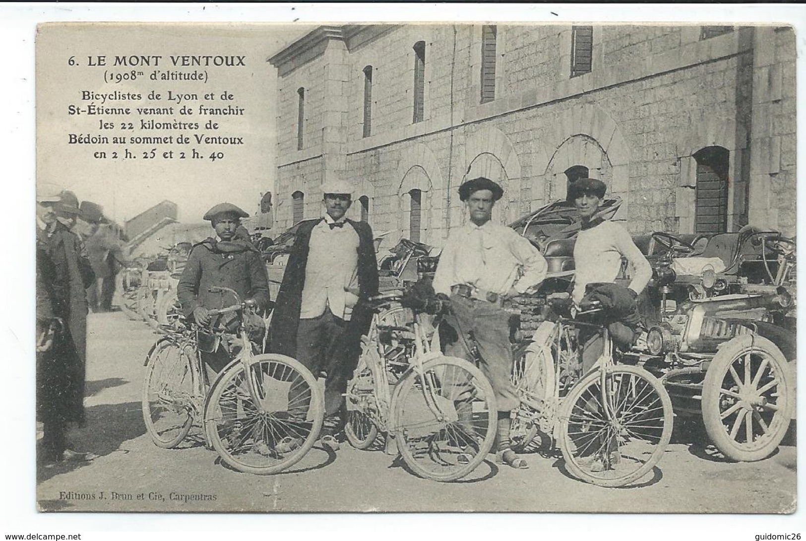 Le Mont Ventoux , Bicyclistes De Lyon Et St Etienne Venant De Franchir Les 22 Km De Bedoin Au Sommet - Autres & Non Classés