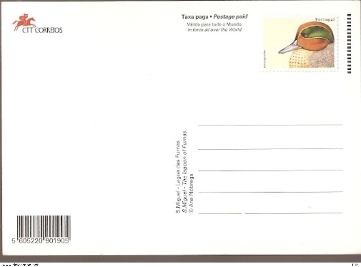 Portugal  ** & Postal Stationery, Teal, Anas Crecca, Laguna De Furnas, Sao Miguel, Azores 1998 (5566) - Interi Postali