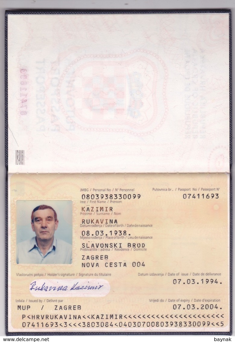 C59  --  PASSPORT  --   CROATIA  --  I.  MODEL  --  1994  --   GENTLEMAN - Historische Documenten