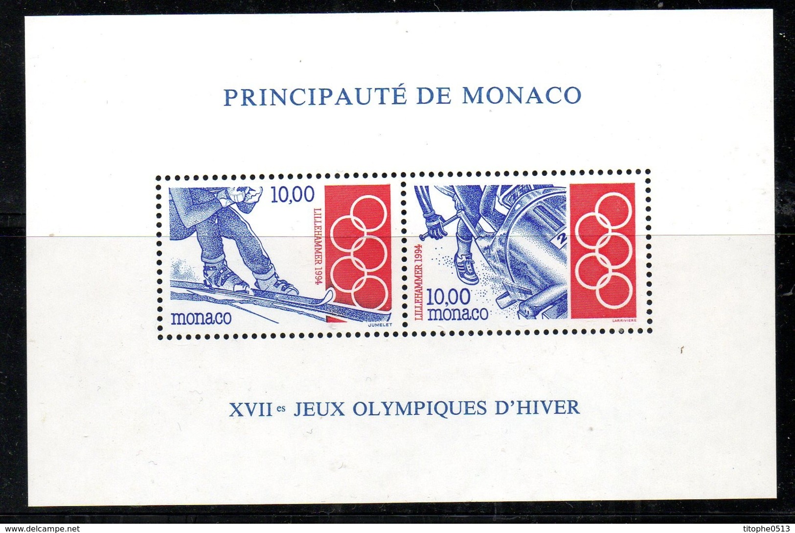 MONACO. BF 63 De 1994. J.O. De Lillehammer/Ski/Bobsleigh. - Winter 1994: Lillehammer